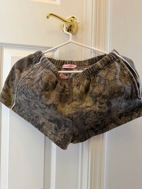 Marble Print Cozy Shorts - Gray Brown